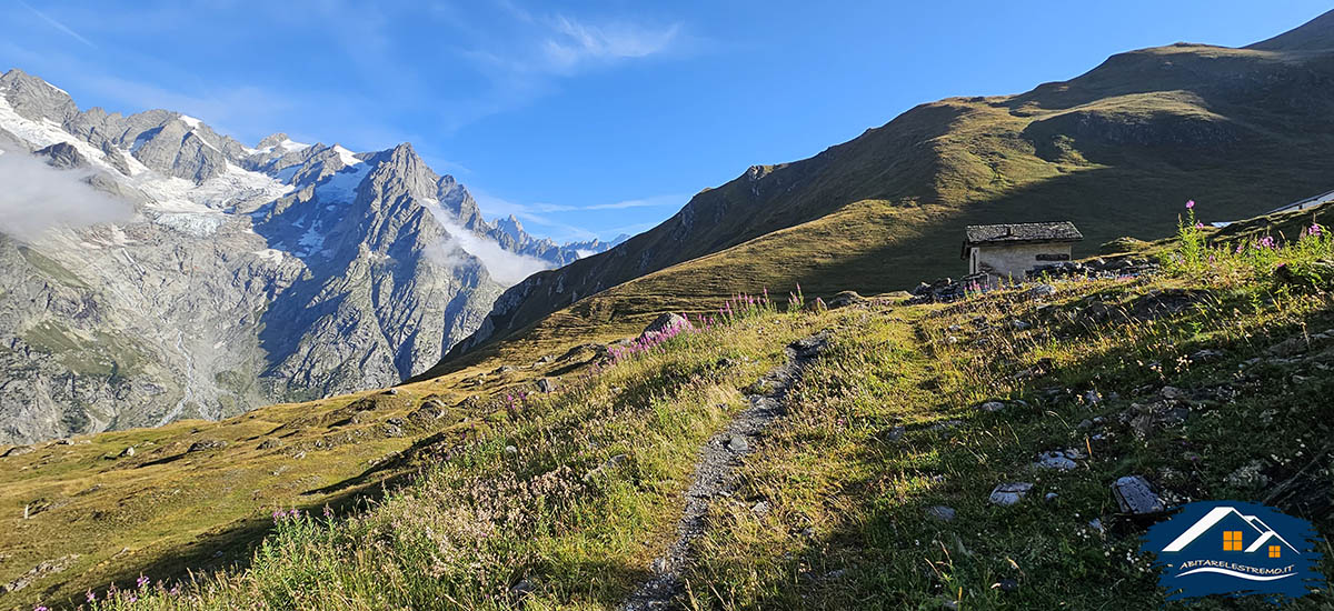 sentiero di salita verso il Colle del Malatrà in Val Ferret