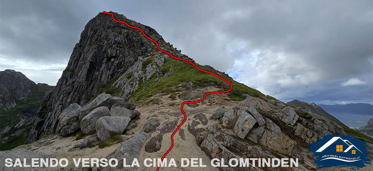 sentiero di salita verso il Glomtinden